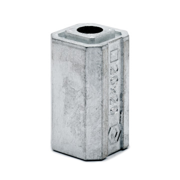 Adapter voor vierkant buis Almira voor koker 20 x 20 mm vast zamak onbewerkt