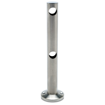 Dubbele middensteun voor montage op hout Almas voor staf 10 mm zamak RVS look