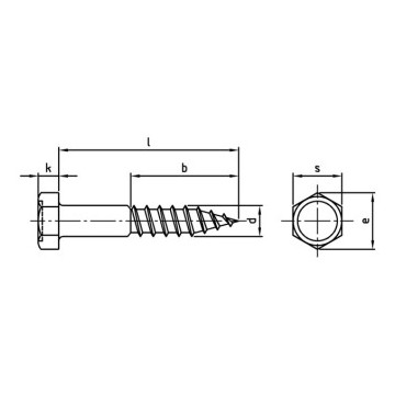 Zeskant houtdraadbout 10 x 60 mm DIN 571 RVS A2-50 SW17 (100 stuks)