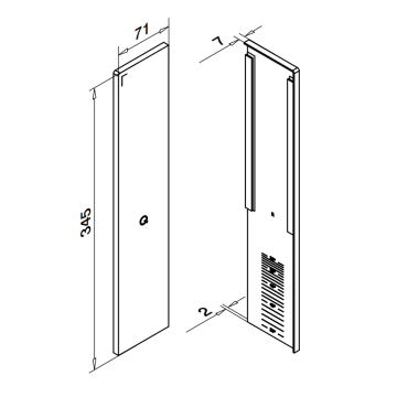Eindkap Easy Glass Smart rechts zijmontage 345 x 71 mm voor trapmontage model 8243 aluminium (geanodiseerd)