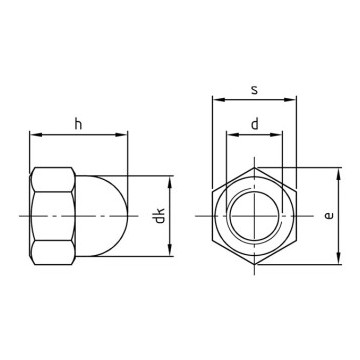 Dopmoer hoog M12 DIN 1587 RVS A1 SW19 (50 stuks)