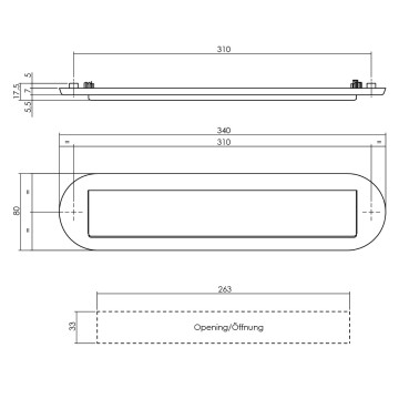 Intersteel Brievenbus ovaal met klep/regenrand zwart RVS-304