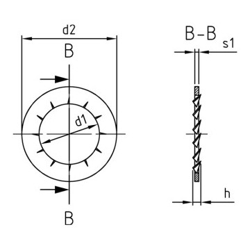 Tandveerring J 8,2 mm DIN 6798 RVS A2 (1000 stuks)