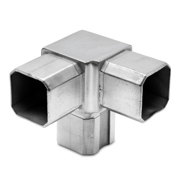 Vierkante buis connector 90° met 1 uitlaat 90° Kyara voor koker 35 x 35 mm RVS-304 mat geslepen