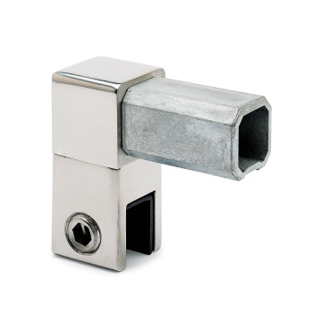Glashouder gesloten voor vierkante buis 20 x 20 mm Noeki  RVS-304 glanzend gepolijst