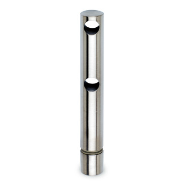 Dubbele middensteun voor montage op glas Finnja voor staf 6 mm zamak RVS look