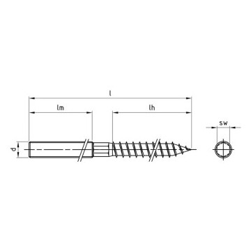 Stokschroef M6 x 50 mm Art. 9082 RVS A4-50 (100 stuks)