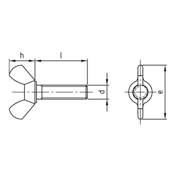 Vleugelschroef M10 x 16 mm Art. 316 RVS A4-50 (25 stuks)