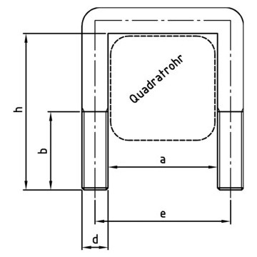 Vierkante buisbeugel A 202 tube Ø 200/200 M16 Art. 3575 RVS A4 (10 stuks)