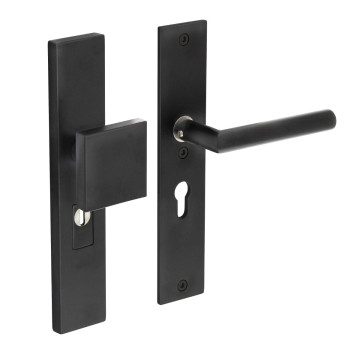 Intersteel Veiligheidsbeslag kerntrekbeveiliging profielcilindergat rechthoekig mat zwart 55 mm voordeurbeslag RVS-304