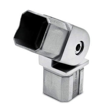 Vierkante buis connector variabel Lyndsey voor koker 35 x 35 mm zamak RVS look