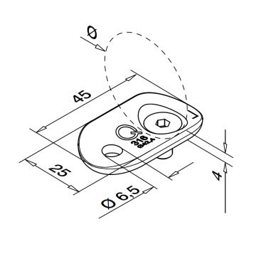 Verbindingsplaatje voor railingsteun 48,3 mm RVS-304 mat geslepen model 1815