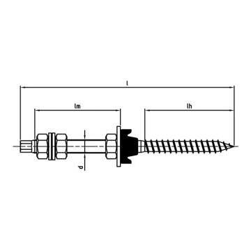 Stokschroef M10 x 180 mm samengesteld Art. 9082 RVS A2-50 SW7 (50 stuks)
