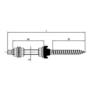 Stokschroef M10 x 250 mm samengesteld Art. 9082 RVS A2-50 SW7 (50 stuks)