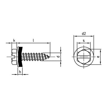 Plaatschroef met smerende zilvercoating C 4,2 x 13 EPDM ring 12 mm mm DIN 7976 (SZ) RVS A2 SW7 (500 stuks)