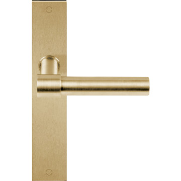 Deurkruk paar Piet Boon ONE PBL20XLP236SFC massief ongeveerd op schild blind PVD mat goud RVS-304