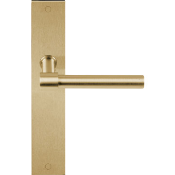 Deurkruk paar Piet Boon ONE PBL15XLP236SFC massief ongeveerd op schild blind PVD mat goud RVS-304