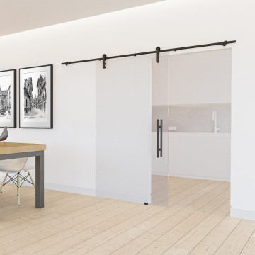 PREMIUM Schuifdeur met uittilbeveiliging Bertie wand/glas zamak zwart