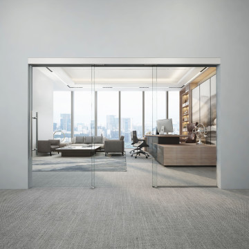 Telescopische schuifdeur, 2 rails Clarimonda 3000 mm 2 deuren vast glas excl. glas aluminium mat geanodiseerd