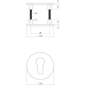 Intersteel Magneet rozet rond met toilet-/badkamersluiting rvs geborsteld