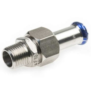 Koppeling recht vlakdichtend, 18 mm, V-1/2 inch bu RVS-316 (A4)