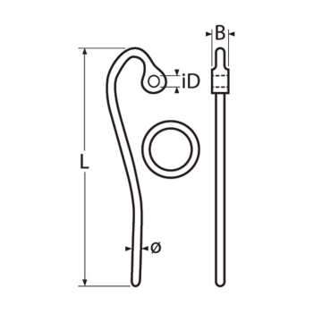 Sliphaak met ring 235 mm RVS-316