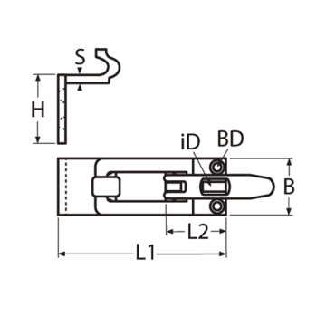 Bakskistsluiting 80 x 28 mm RVS-316 (A4) Bakskistsluiting 80 x 28 mm RVS-316 (A4)