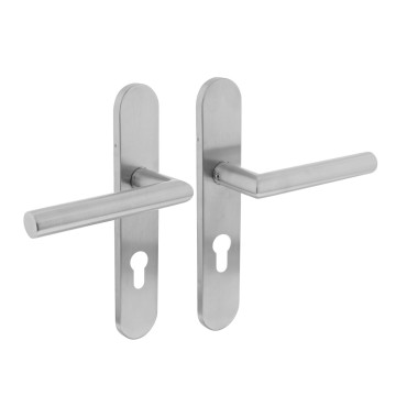 Intersteel Deurkruk Hoek 90° op op schild profielcilindergat 72 mm rvs geborsteld