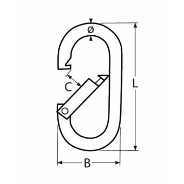 Karabijnhaak ovaal 5 x 50 mm RVS-316