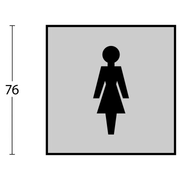 Intersteel Pictogram damestoilet zelfklevend vierkant rvs geborsteld