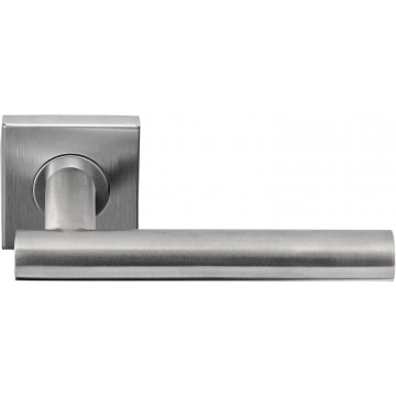 Deurkruk paar BASICS LB7-19BSQR53G deurkruk geveerd op vierkant rozet mat RVS
