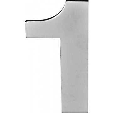 Huisnummer 1 BASICS LBHN100-1 100 mm met blinde bevestiging en afstandshouders mat RVS