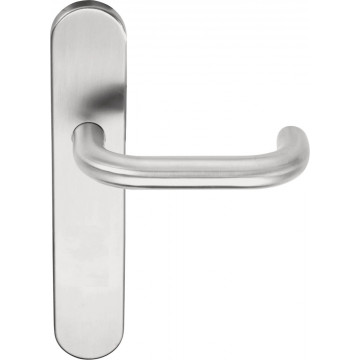 Deurkruk paar BASICS LB1-19P13SFC geveerd op schild blind mat RVS