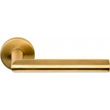 Deurkruk paar BASICS LB2-19 deurkruk EN1906 klasse 3 geveerd op rozet PVD mat goud RVS-304