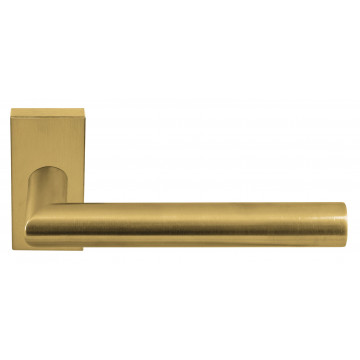Deurkruk paar BASICS LB2-19-LSQRQ32G deurkruk dubbel geveerd op rechthoekige rozet PVD mat goud RVS-304