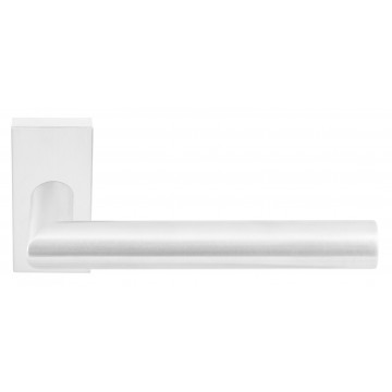 Deurkruk paar BASICS LB2-19-LSQRQ32G deurkruk dubbel geveerd op rechthoekige rozet wit RVS-304