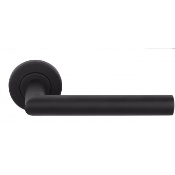 Deurkruk paar BASICS LB2L-19 deurkruk EN1906 klasse 3 geveerd op rozet mat zwart RVS-304
