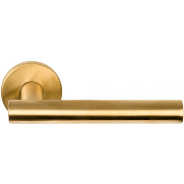 Deurkruk paar BASICS LB7-19 deurkruk EN1906 klasse 3 geveerd op rozet PVD mat goud RVS-304
