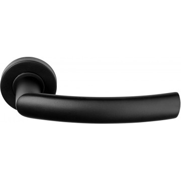 Deurkruk paar BASICS LB14 geveerd op rozet mat zwart RVS-304
