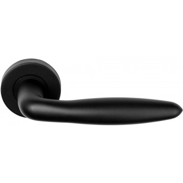 Deurkruk paar BASICS LB18 geveerd op rozet mat zwart RVS-304