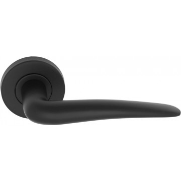 Deurkruk paar BASICS LB20 geveerd op rozet mat zwart RVS-304