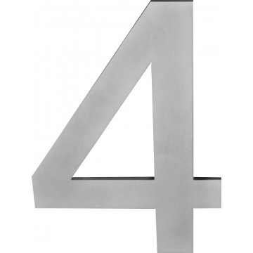 Huisnummer 4 SQUARE LSQHN150-4 150 mm met blinde bevestiging en afstandshouders mat RVS