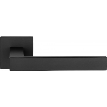 Deurkruk paar SQUARE LSQ2-G geveerd op rozet mat zwart RVS-304