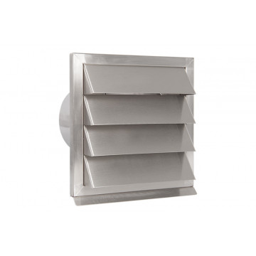 Buitenrooster Eco+ vaste lamellen en terugslagklep Ø125 mm RVS-304