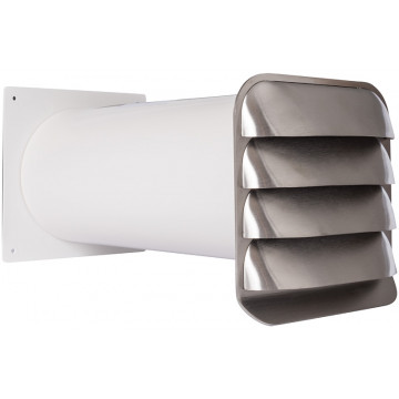 Buitenrooster Eco+ lamellenrooster met muurdoorvoer Ø150 mm warmte-isolatie RVS-304