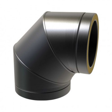 Bocht Ø80 mm 90° voor rookkanaal dubbelwandig RVS-304 zwart gecoat
