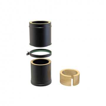 Paspijp Ø80 mm 250 tot 350 mm voor rookkanaal dubbelwandig RVS-304 zwart gecoat