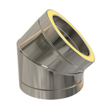 Bocht Ø125 mm 45° voor rookkanaal dubbelwandig RVS-304