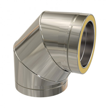 Bocht Ø150 mm 90° voor rookkanaal dubbelwandig RVS-304