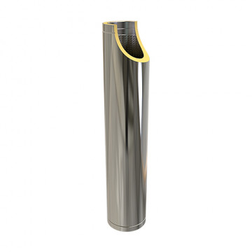 Geluiddemper Ø150 mm 1000 mm voor rookkanaal dubbelwandig RVS-304